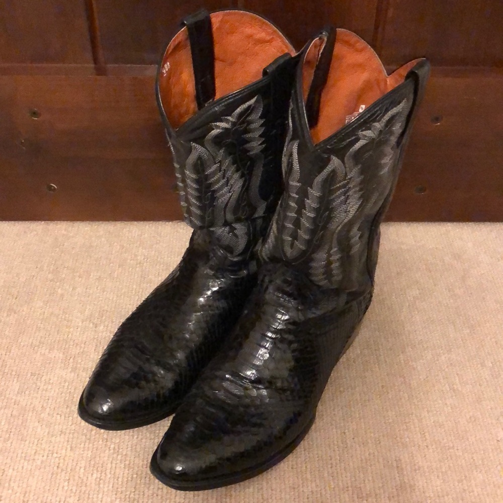Men’s Exotic Black Python boot, 10.5