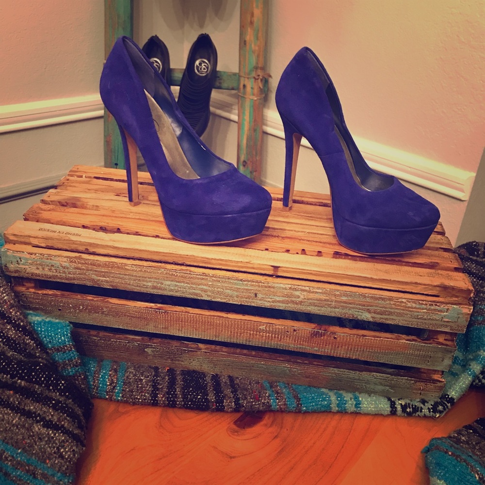 Jessica Simpson Waleo Blue Suede Platforms