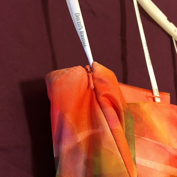 David’s Bridal Orange Watercolor Prom Dress - Picture 6 of 8