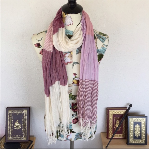 Accessories - 🆑 3/$15 Pink and White Striped Scarf