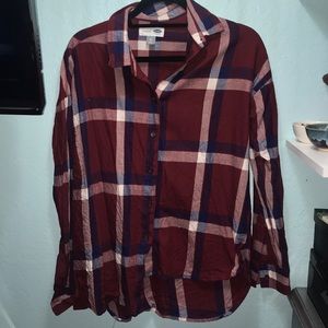 Boyfriend style plaid long sleeve shirt