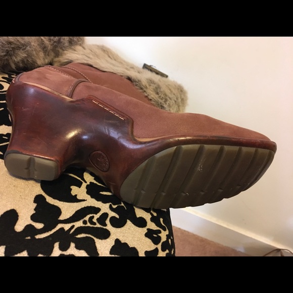 Timberland boots with fur, brown /metallic gold - Picture 4 of 4