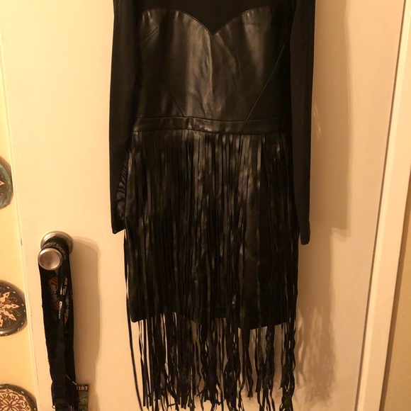Black pleather/fringed mesh dress - never worn - Picture 3 of 3