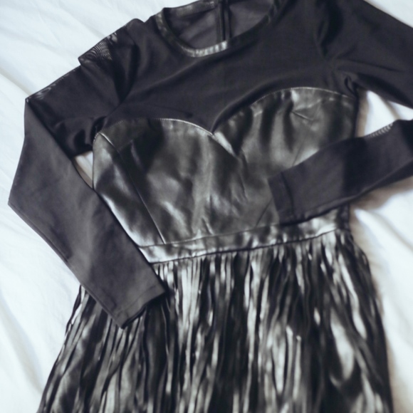 Black pleather/fringed mesh dress - never worn - Picture 1 of 3