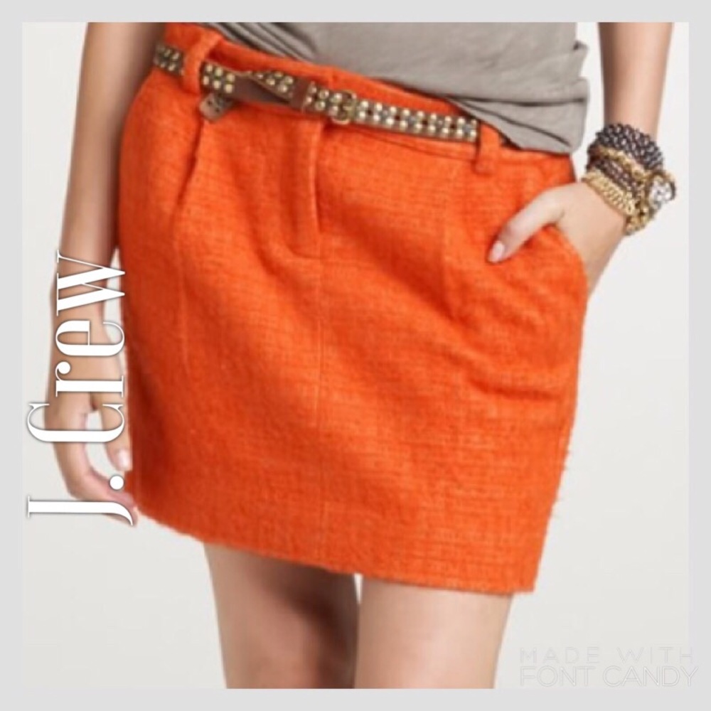 J. Crew Orange Tweed Mini Skirt