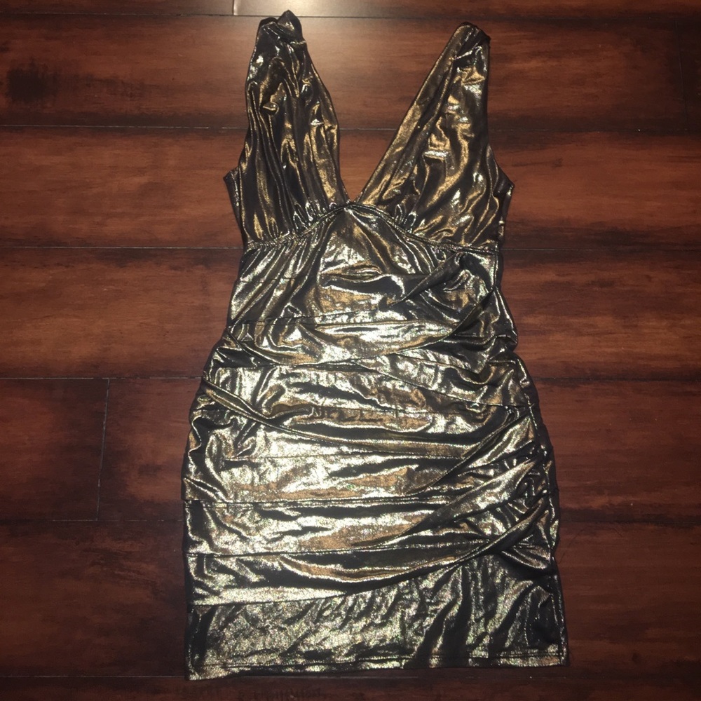 Gold Foil Mini Dress