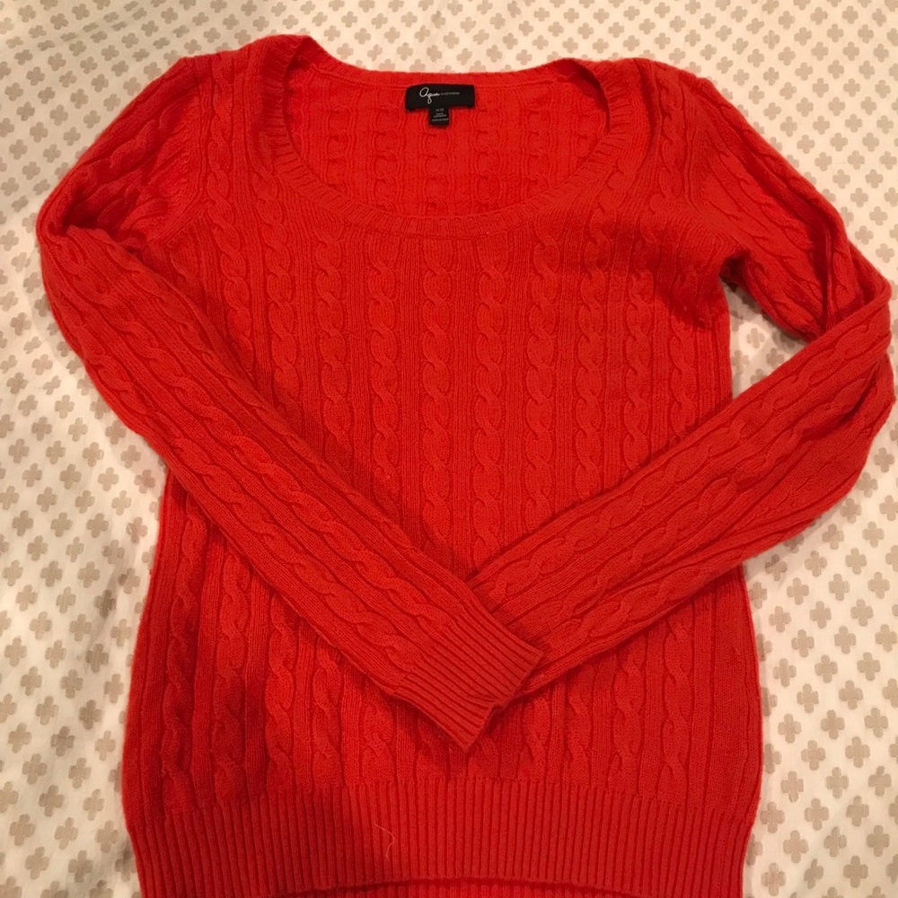 Aqua Cable Knit Cashmere Scoop Neck Sweater