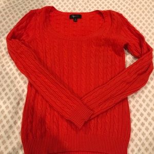 Aqua Cable Knit Cashmere Scoop Neck Sweater