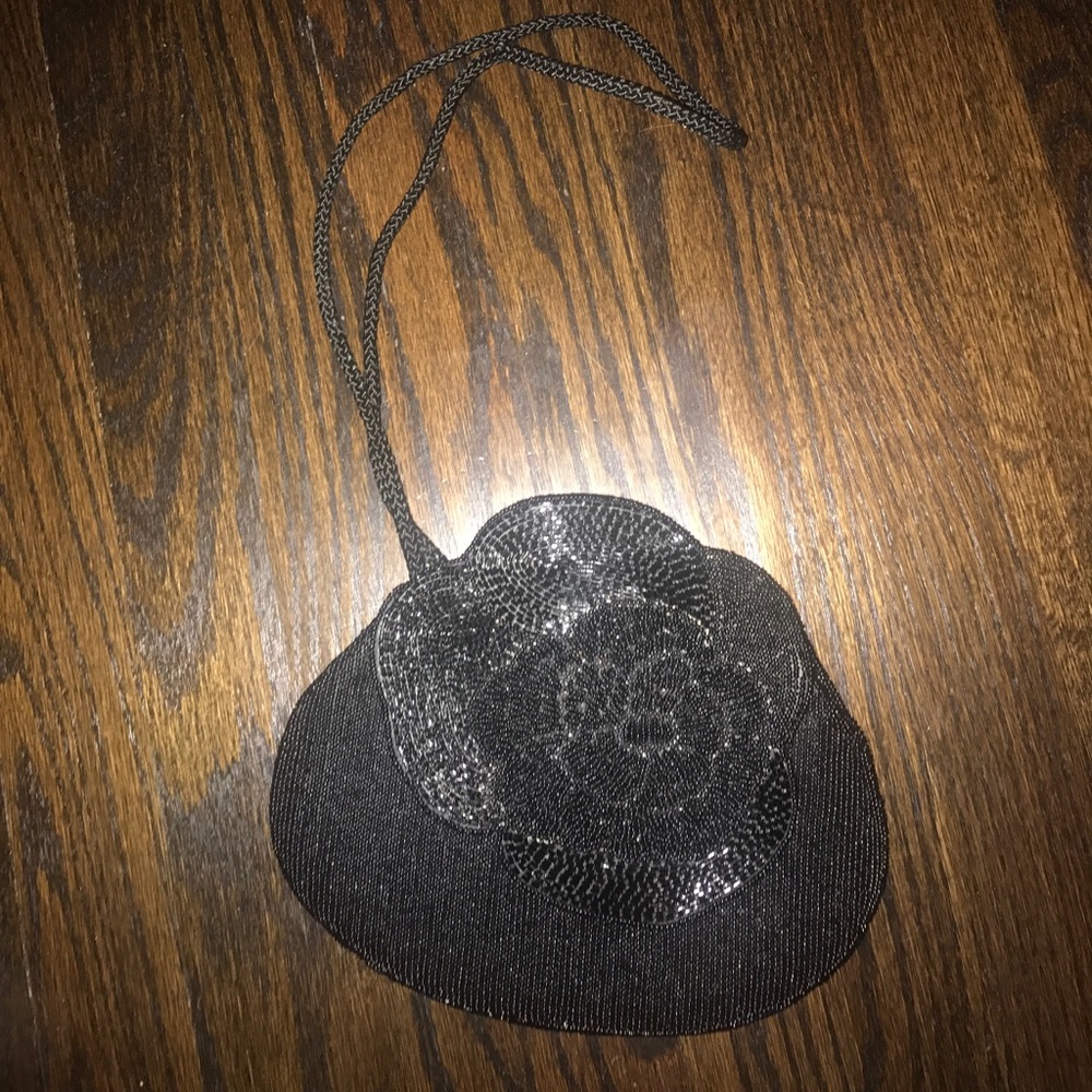 Vintage black beaded handbag