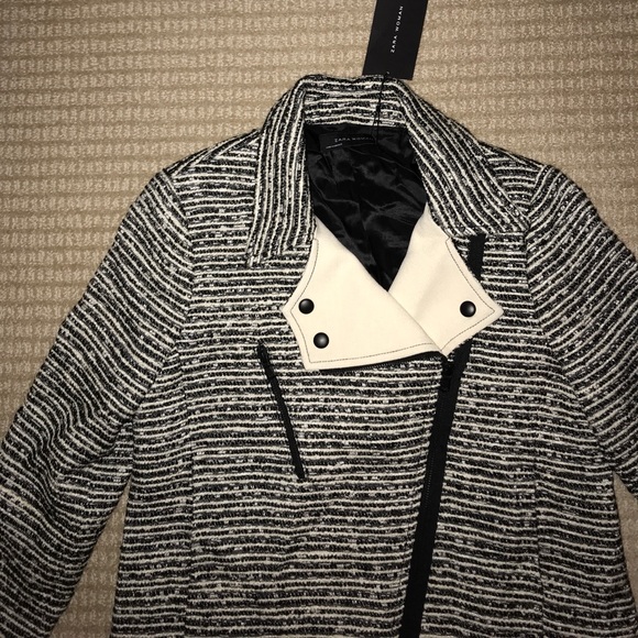 Zara tweed biker jacket size large - Picture 3 of 6