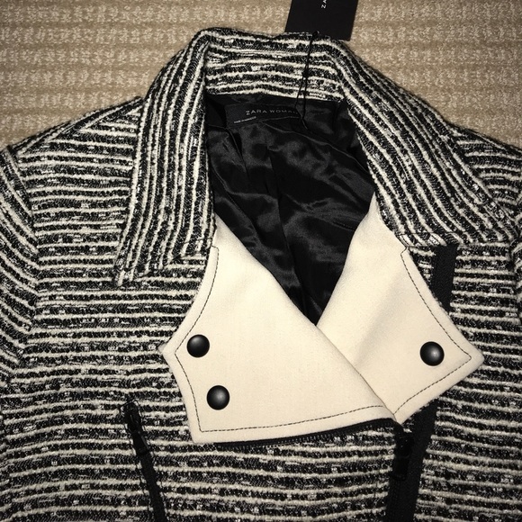 Zara tweed biker jacket size large - Picture 4 of 6