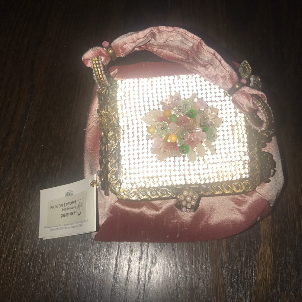 Vintage pink satin night bag