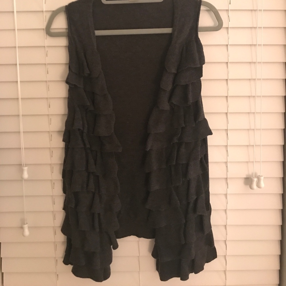 J. Crew charcoal ruffle vest wool