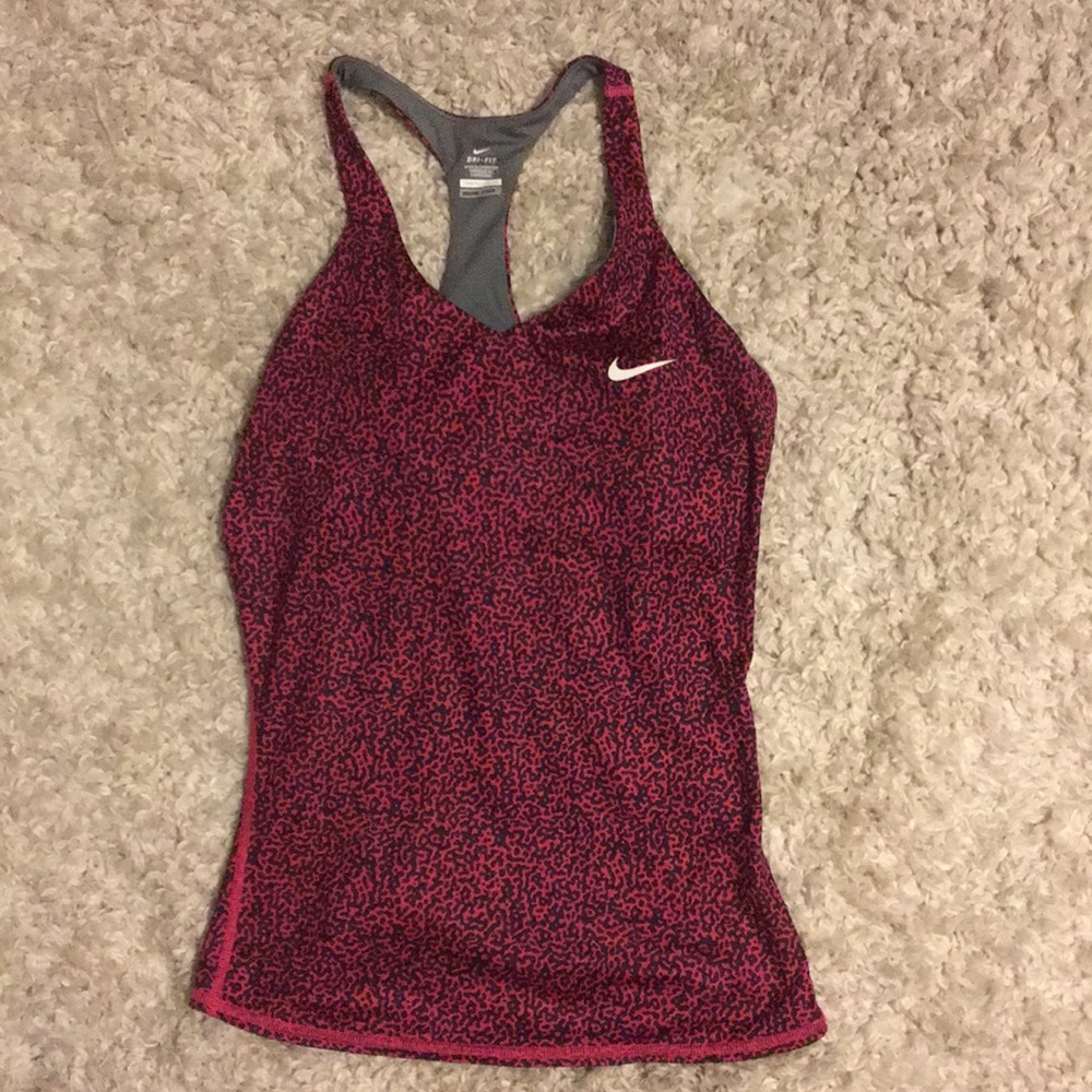 Black and maroon cheetah Nike dry fit racerback