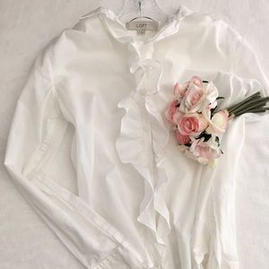 White cotton ruffled blouse Loft