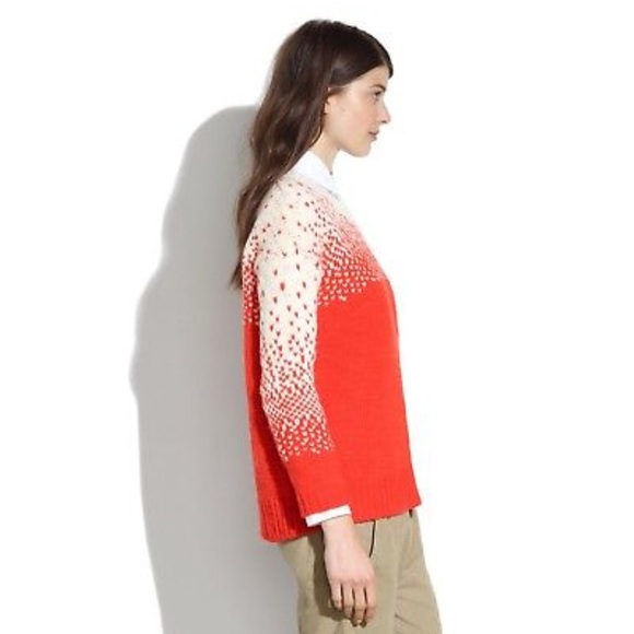 Madewell Orange Driffstitch Chunky Knit Sweater S - Picture 2 of 4