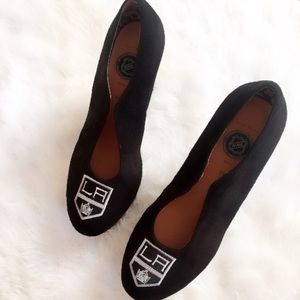 Sexy Suede LA KINGS NHL Spirited Wedge Pumps