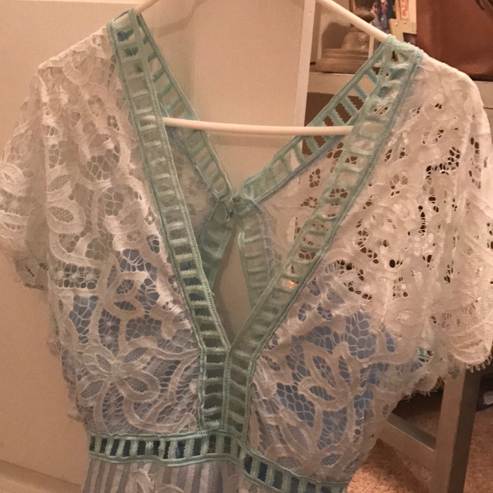 Light blue lace boutique romper