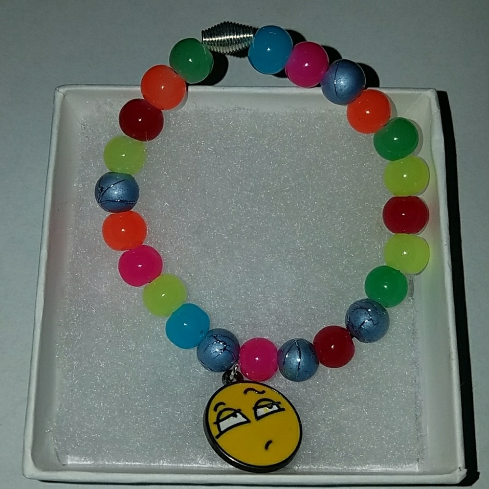 Homemade Glass Bead Bracelet with Emotion charm