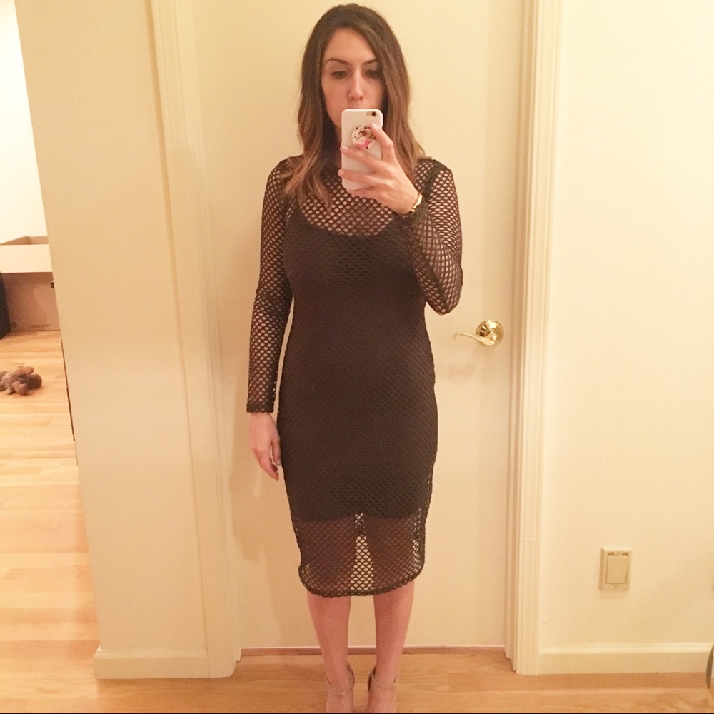 Army Green Caged Fishnet Dress