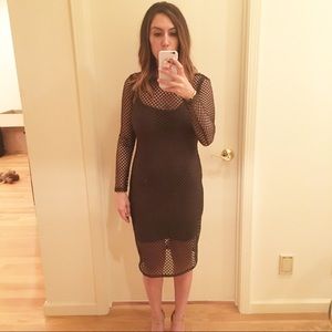 Army Green Caged Fishnet Dress