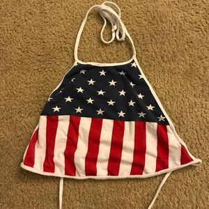 LA Hearts American Flag Halter Crop