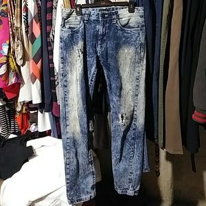 Men faded jeans