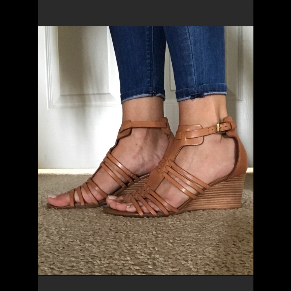 Franco Sarto tan wedge sandals 9.5