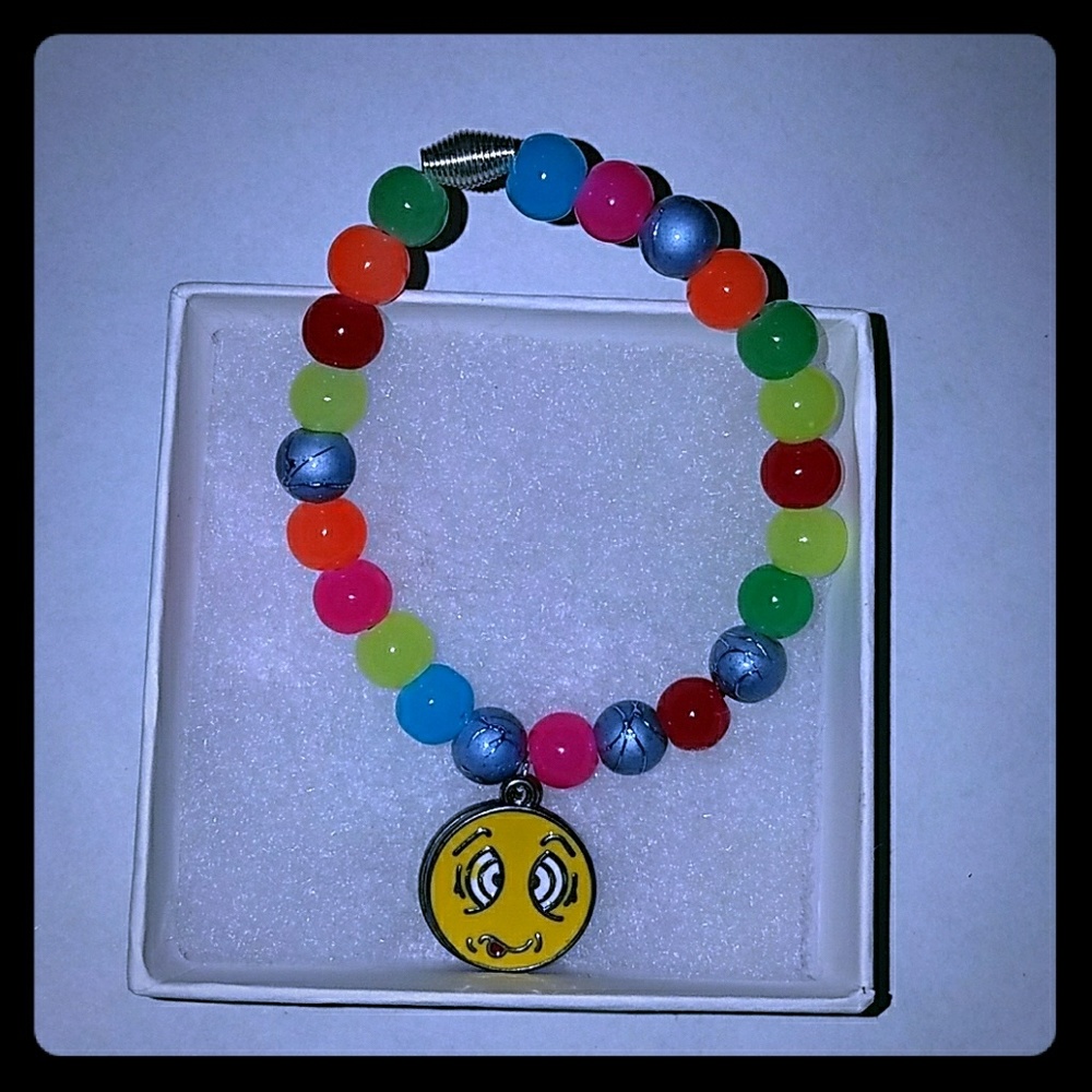Homemade Glass Bead Bracelet with Emotion charm