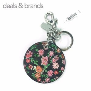NWT COACH Floral Disc Mirror Bag Charm Key Ring