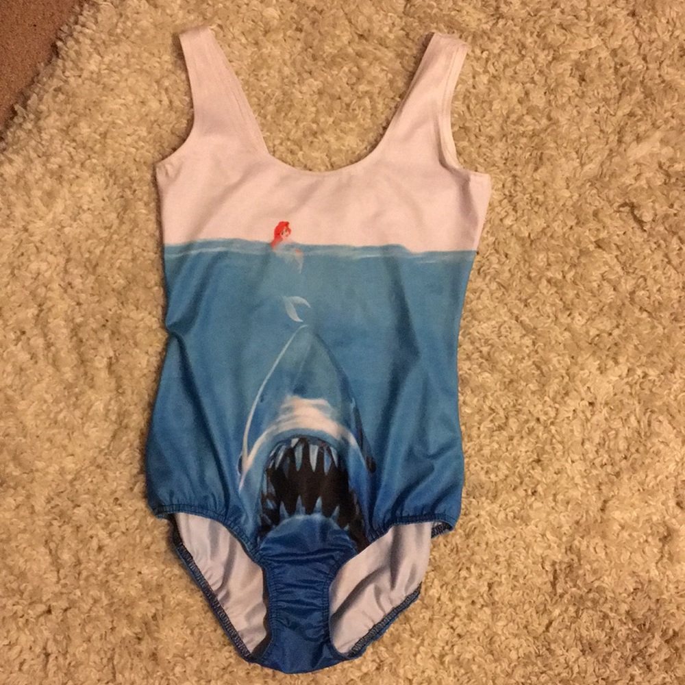 Mermaid and shark one piece bathing suite