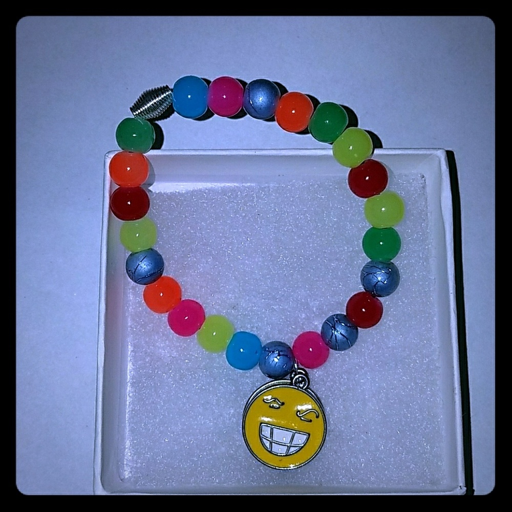 Homemade Glass Bead Bracelet with Emotion charm
