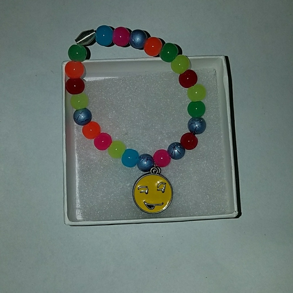 Homemade Glass Bead Bracelet with Emotion charm