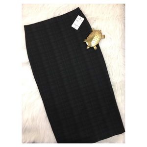SANCTUARY Green Plaid Ponte Skirt Straight Sz S