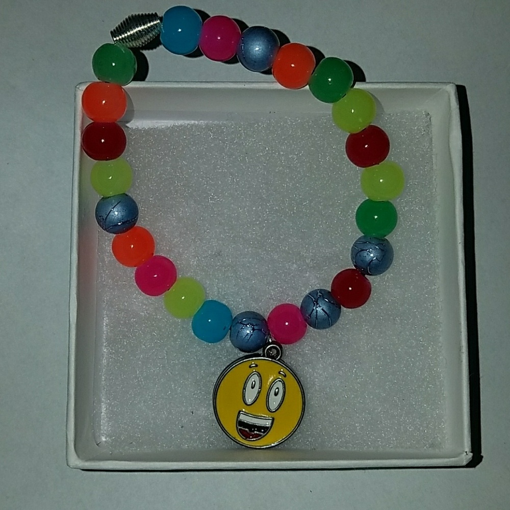 Homemade Glass Bead Bracelet with Emotion charm