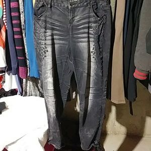 Animal print black and gray jeans
