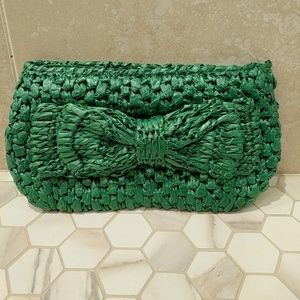 Green woven Kimchi Blue Clutch