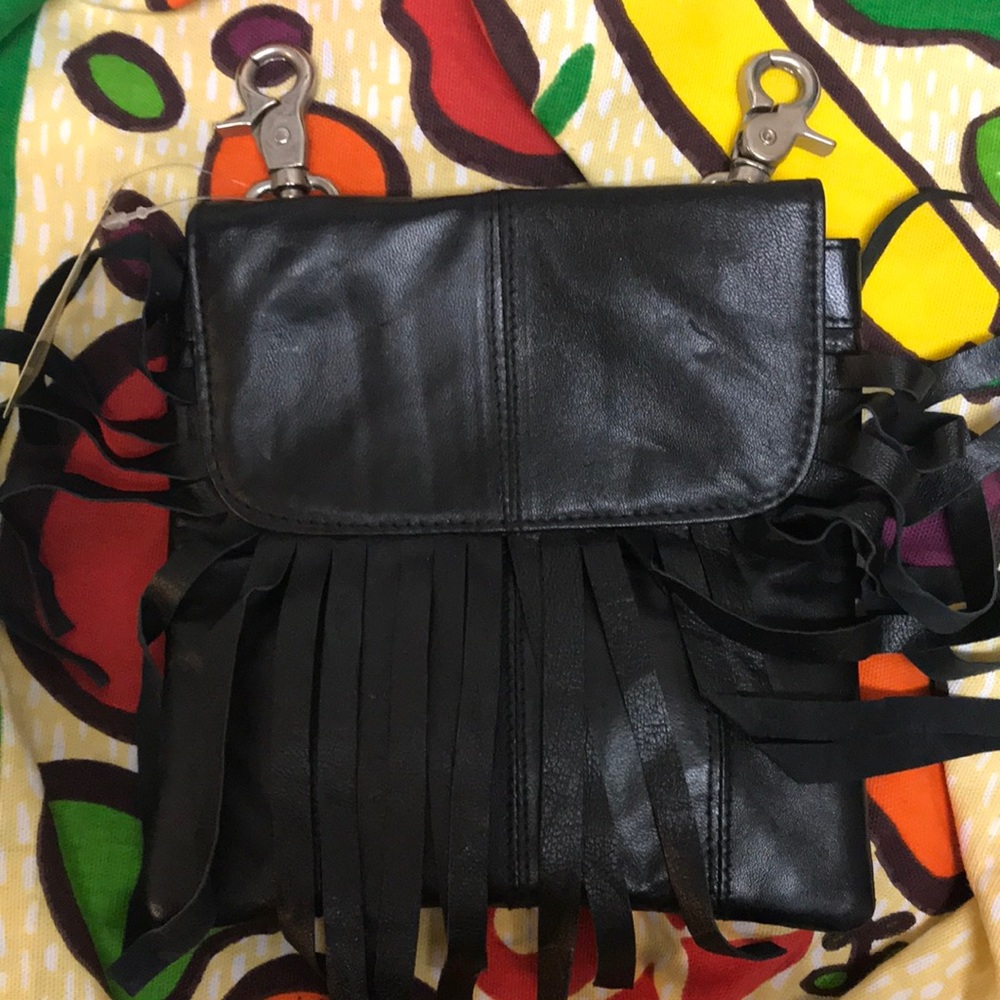 Genuine Leather fringe belt loop purse
