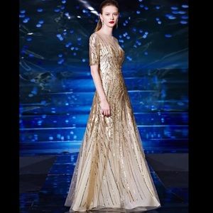 Golden gown with sequins