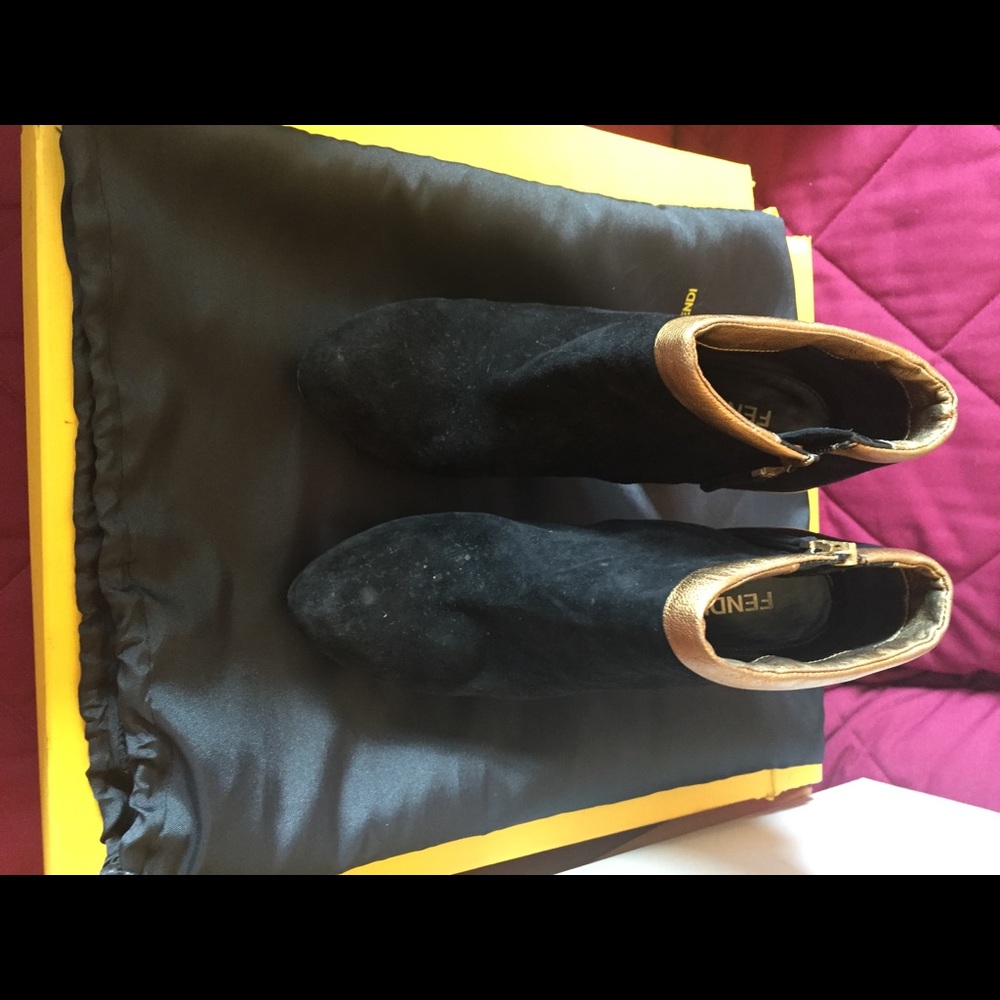 Fendi black suede booties size 6