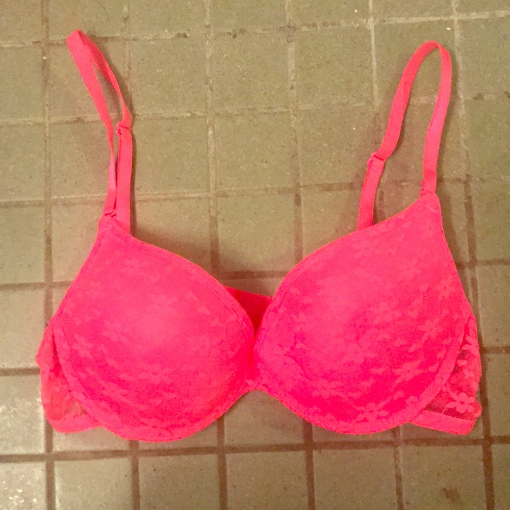 Hot pink lacy push up bra
