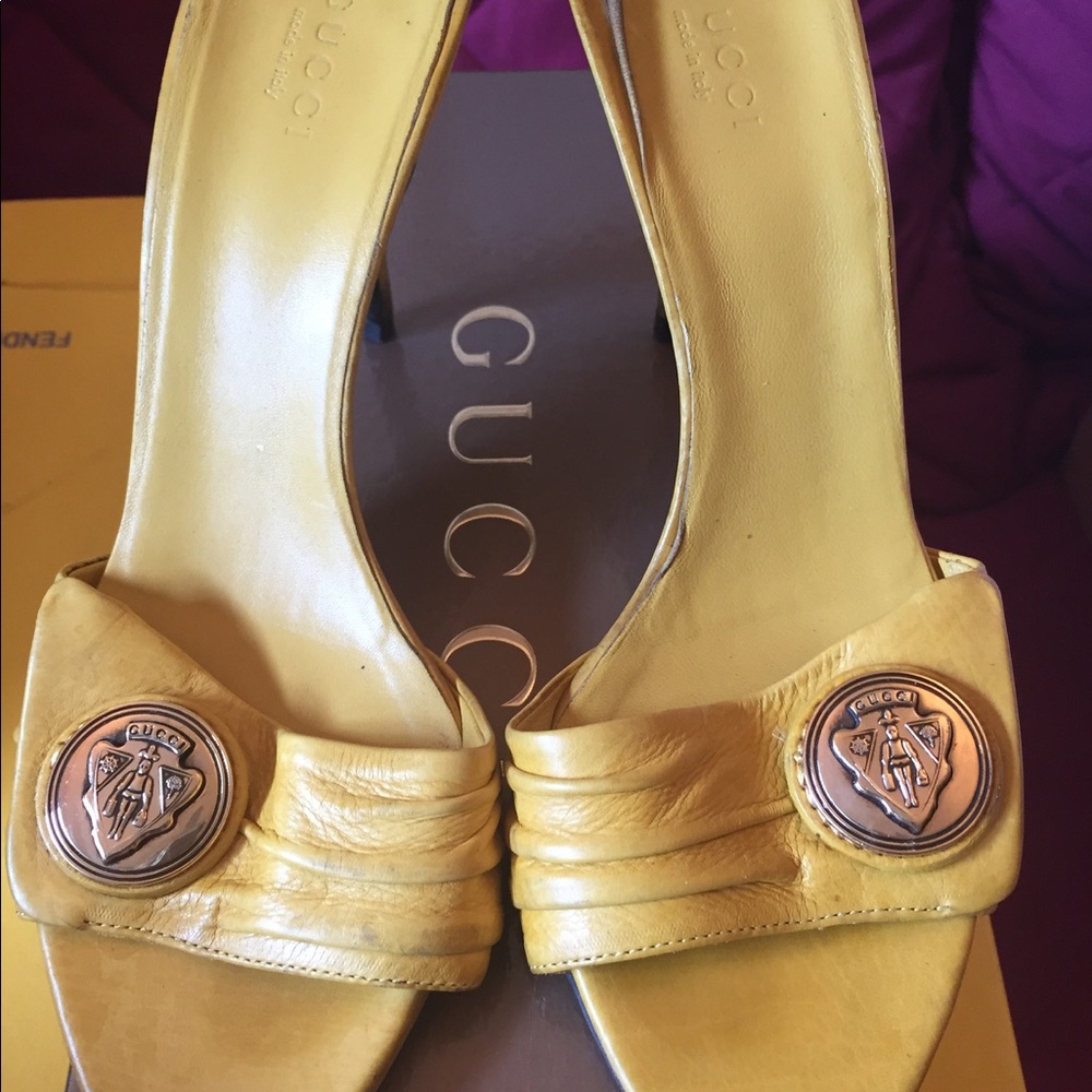 Gucci stiletto mules bright yellow size 6