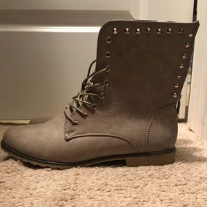 Tan Studded Combat Boots