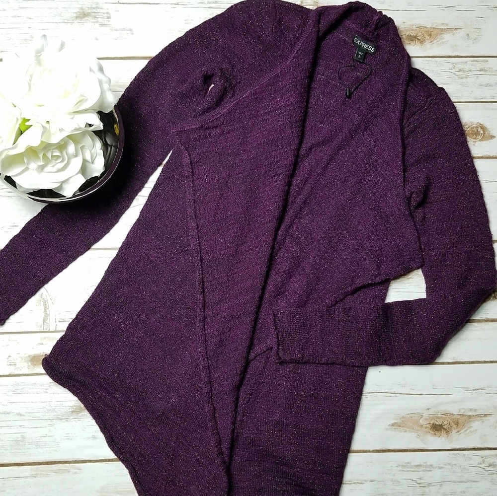 Express Purple Sparkle Cardigan Size Small