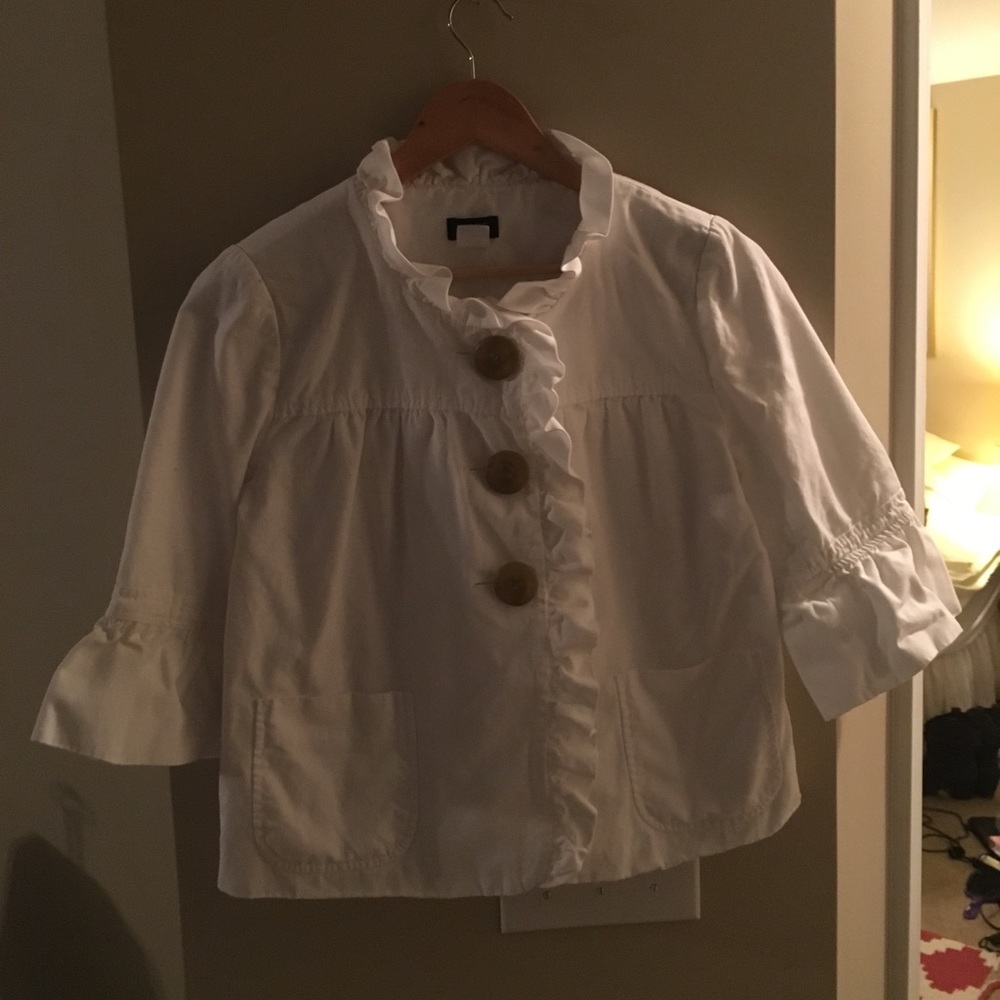 J. Crew 3/4 cropped ruffle jacket
