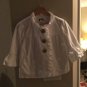 J. Crew 3/4 cropped ruffle jacket