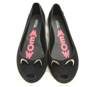 Melissa Meow Black velvet shoes