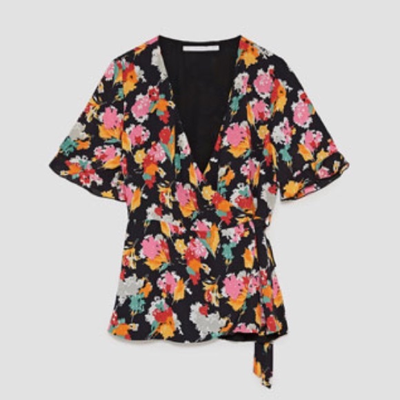 NWT Zara Floral Cross Top Blouse - Picture 4 of 8