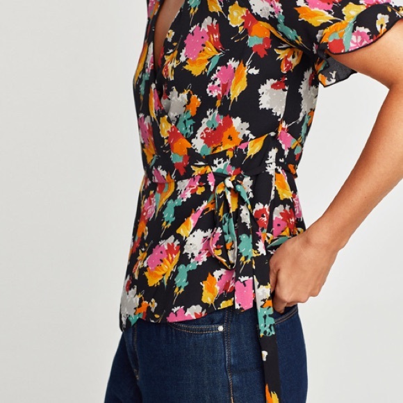 NWT Zara Floral Cross Top Blouse - Picture 5 of 8