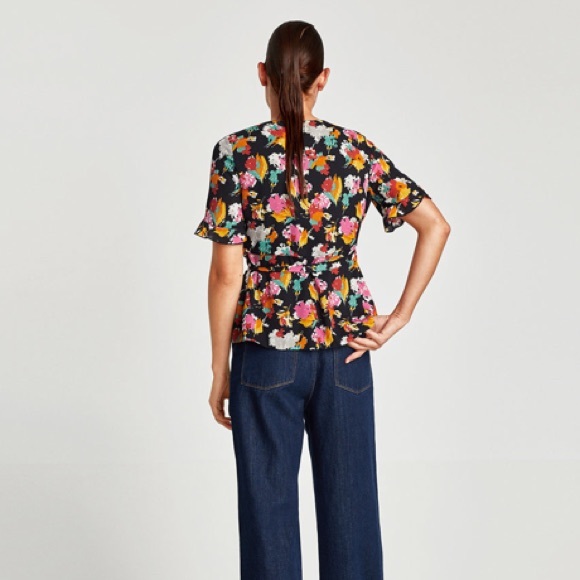 NWT Zara Floral Cross Top Blouse - Picture 6 of 8